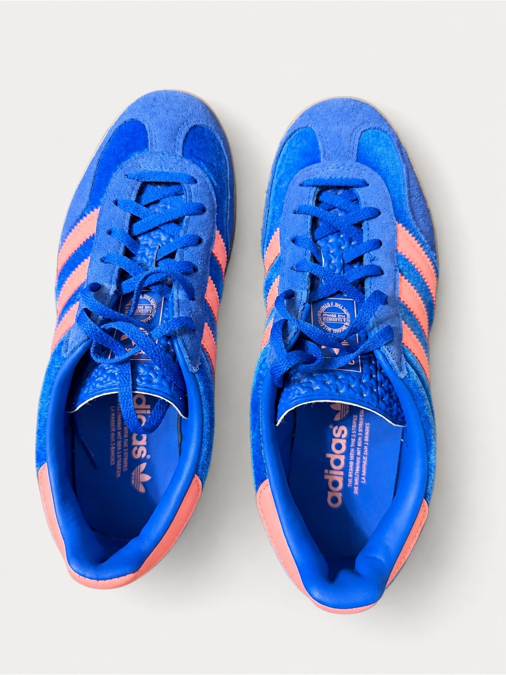 adidas Gazelle Indoor Blue Semi Pink Velvet Sneakers, Size 8